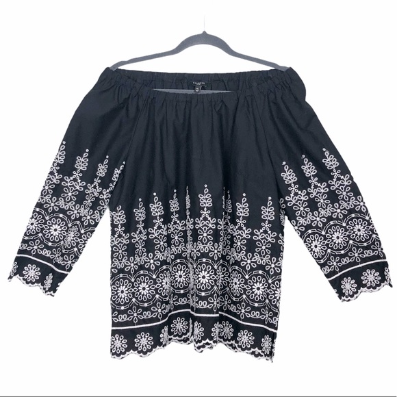 Talbots Tops - Talbots MP Off Shoulder Embroidered Eyelet Tunic
